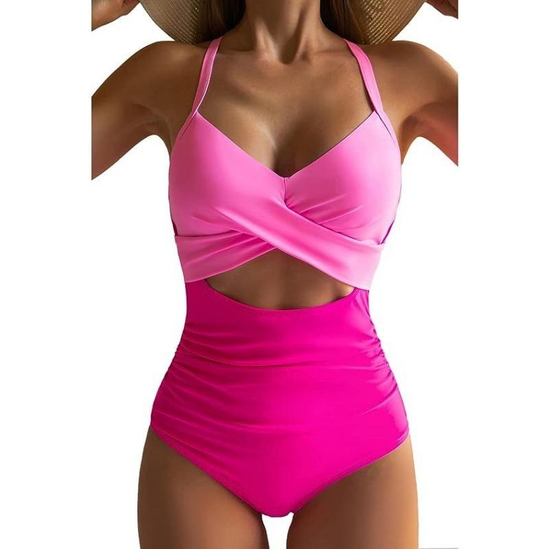 One-piece SSwimsuit for Women, European and American Backless Splicing Sexy Bikini Swimsuit