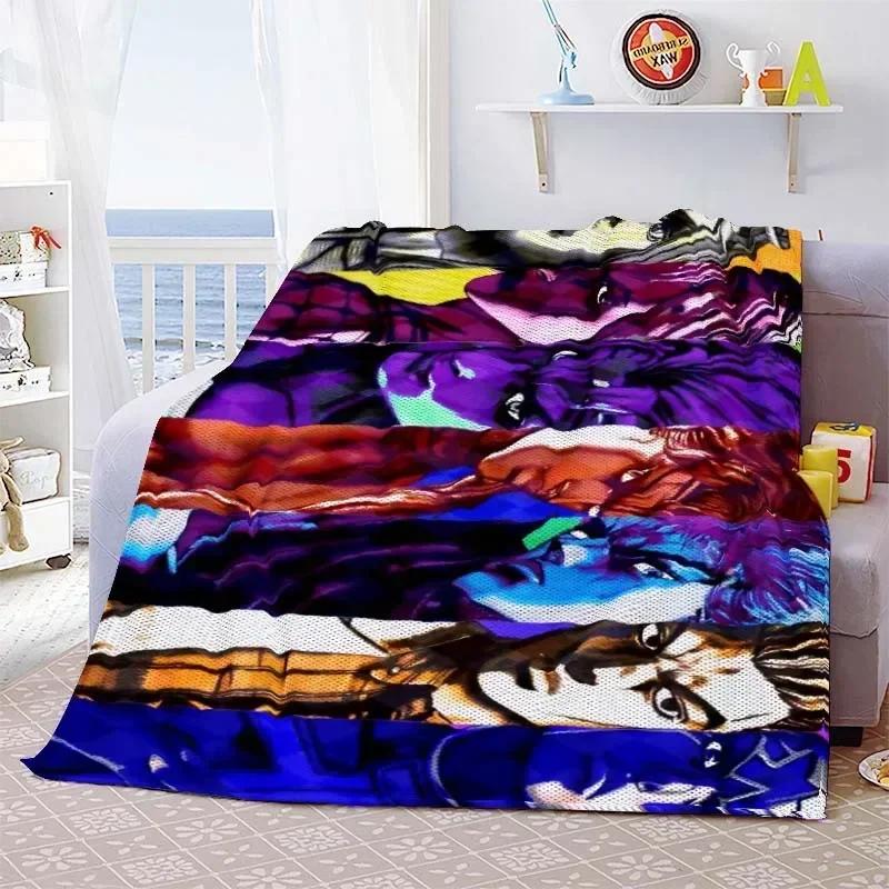 Summer Blankets Sofa Bedspread Couch Home Living Room Decor Anime JoJo Bizarre Adventure Print Flannel Throw Blanket Soft Warm