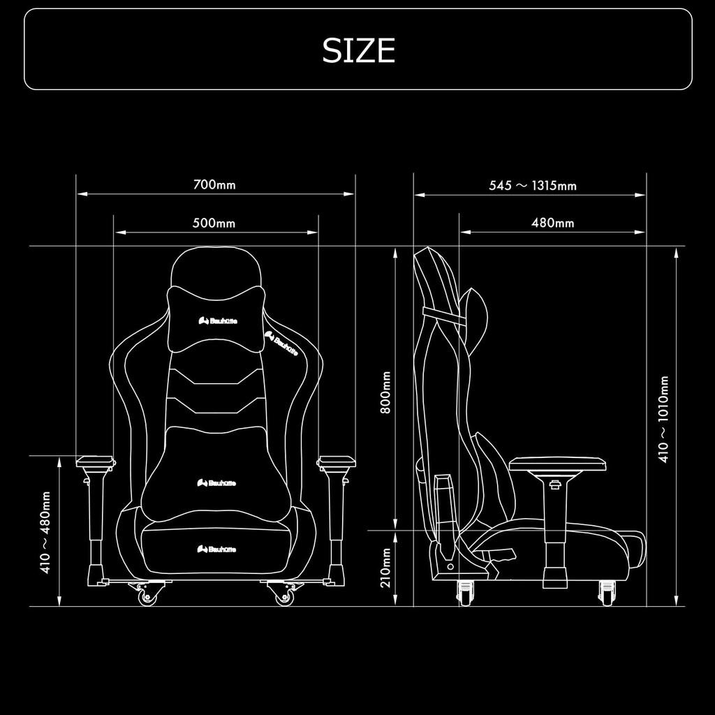 Scaun de gaming Bauhutte Confortabil chiar și pentru persoane peste 180 cm înălțime Materialul se înfundă arc pocket pentru confort moale Spătar înalt Echipat cu brațe 4D