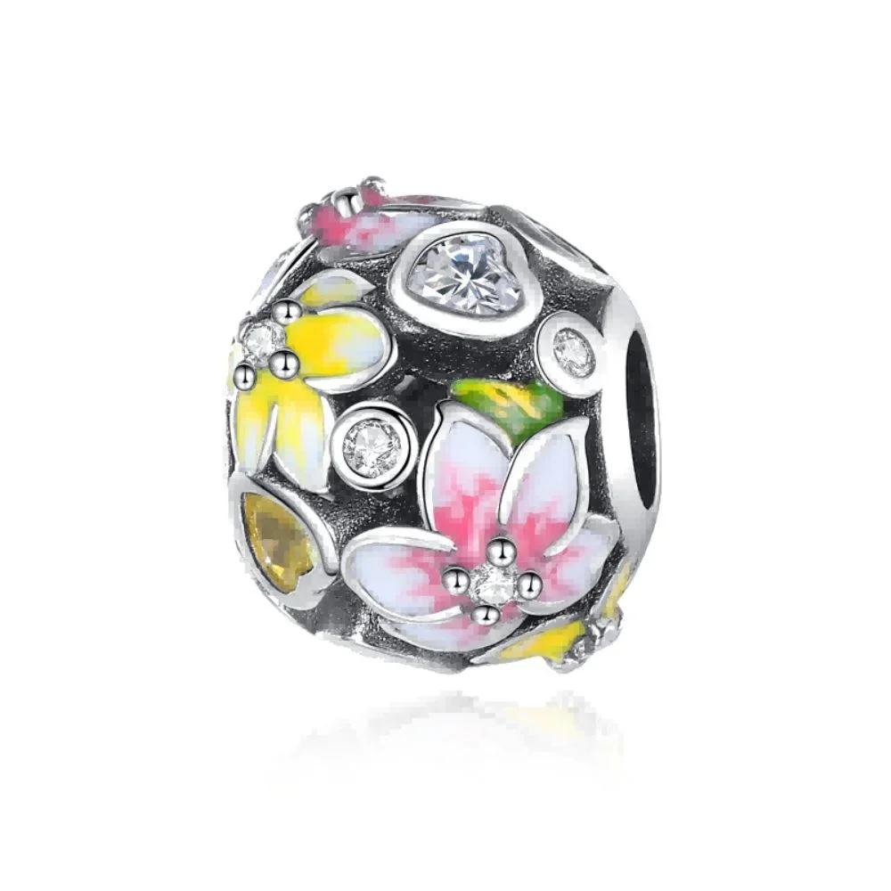 copper Romantic Flower Charm Bead Charms Bloom Rose Pendants Bead Charms fit Authentic Bracelets Necklaces Do It Yourself Jewellery Gift for Women