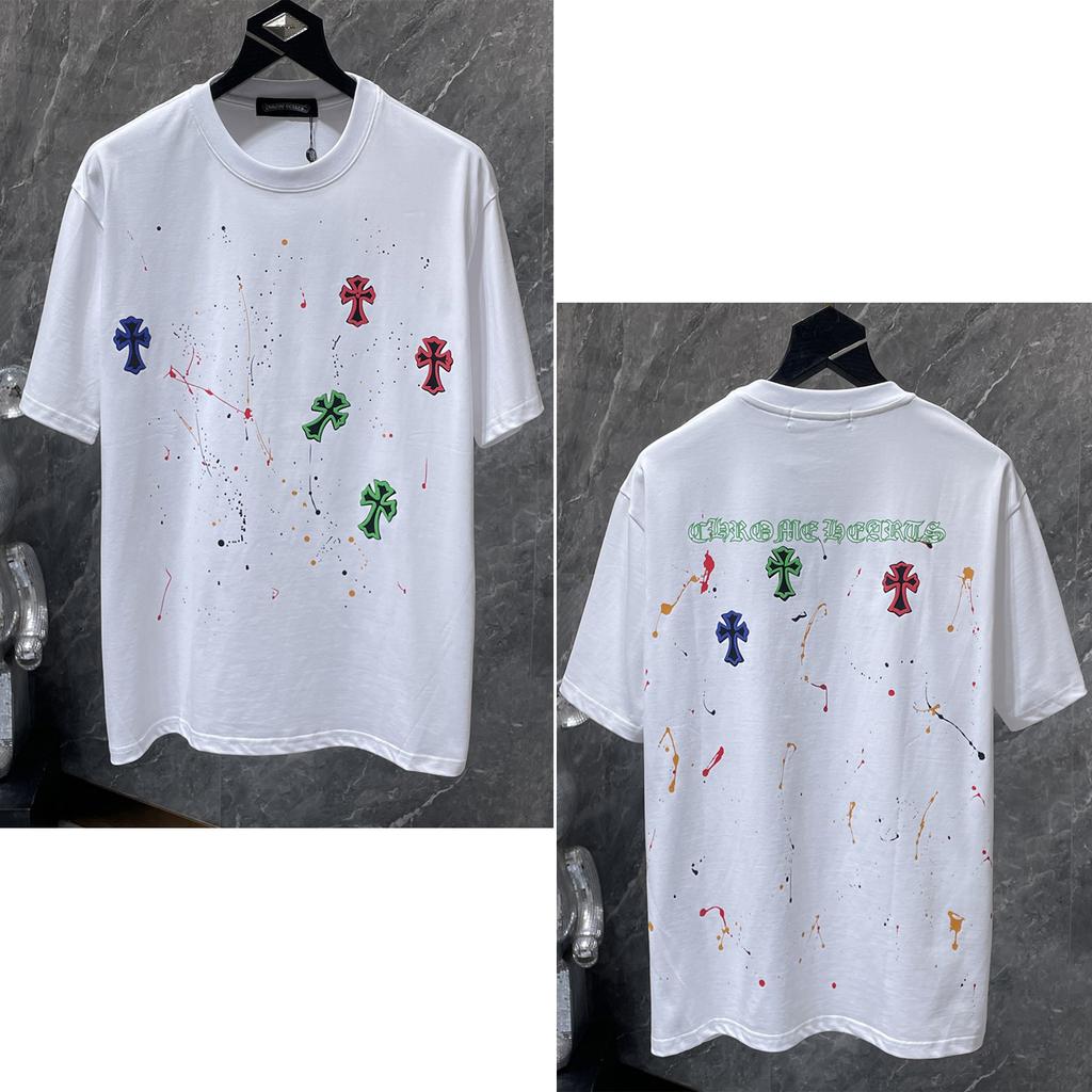 8965 CHROME HEARTS 2026 Summer New High Quality Cotton Round Neck Loose Large Size Men's and Women's T-shirt Couple T-shirt