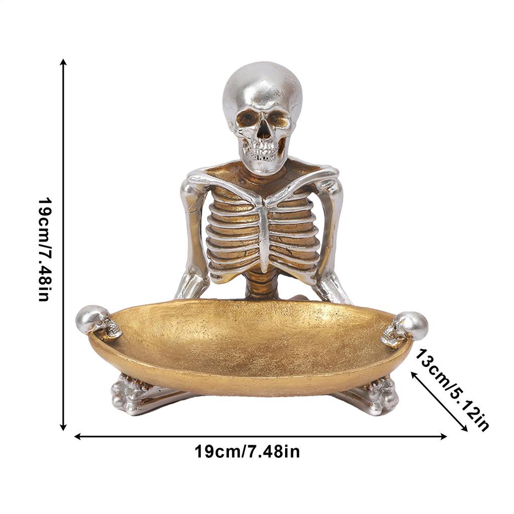 Decorazione Ciotola Caramelle Scheletro di Halloween Vassoio Contenitore Scheletro Vintage Piatto per Biscotti Frutta Gioielli Snack Ornamento Contenitore in Resina Spaventoso