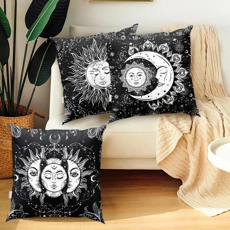 Mandala Throw Pillows White Black Sun And Moon Cushion Cover Throw Pillow Cases Sofa Cushion Cover Tarot Pillowcase Home Decor