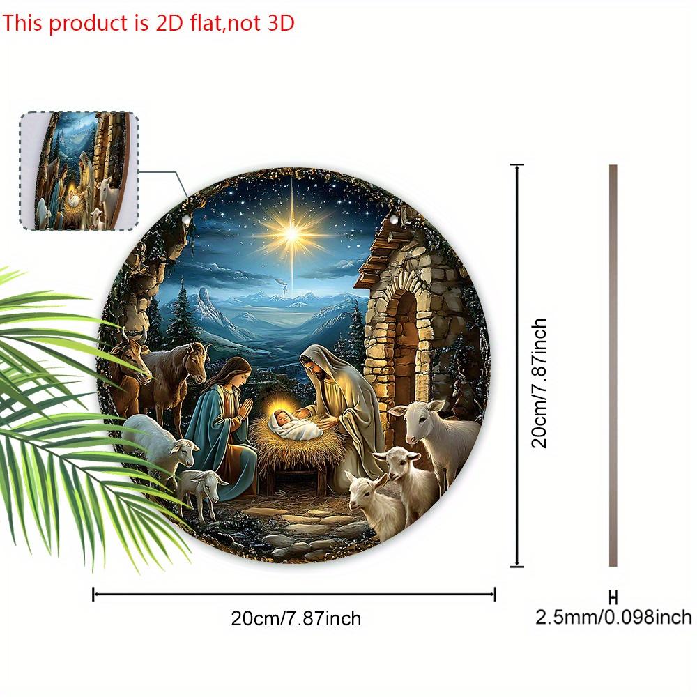 Nativity Wooden Christmas Sign with Starry Sky & Stone House Pattern - Charming Navidad Sign and Plaques - Ideal Christmas Gift for Friend