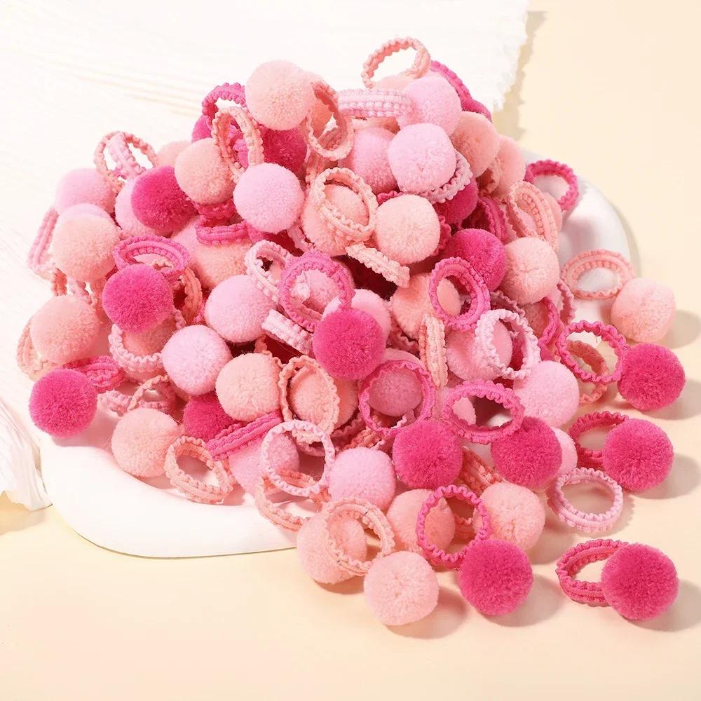 20 Stück/Set Bunte Plüschkugeln Elastische Haarbänder für Kinder Mädchen Haargummis Zöpfe Gummibänder Kopfschmuck Haaraccessoires