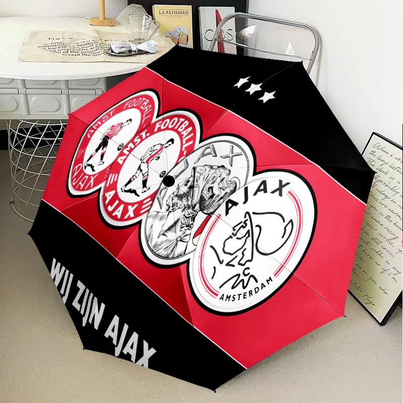 Ombrello Pieghevole Automatico con Stemma Ajax Amsterdam - Ombrello da Viaggio a 8 Stecche con Apertura/Chiusura Automatica e Portatile, Regali per Vacanze o Compleanni