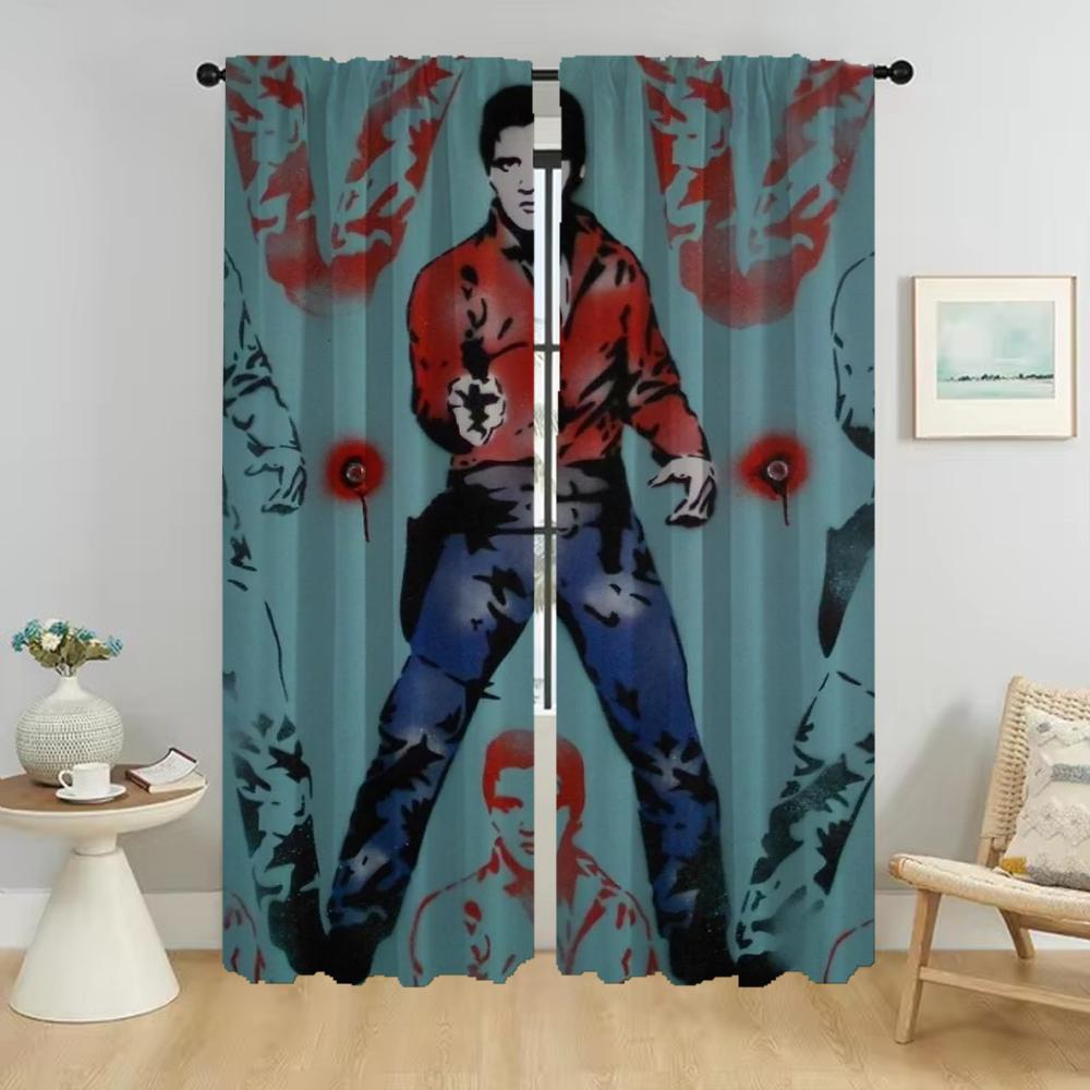 Küchenvorhänge für Kamera Elvies Jalousien Trennwand Fenstervorhang für Zimmer 2 Paneele Heim-Innenvorhänge Halloween-Dekoration