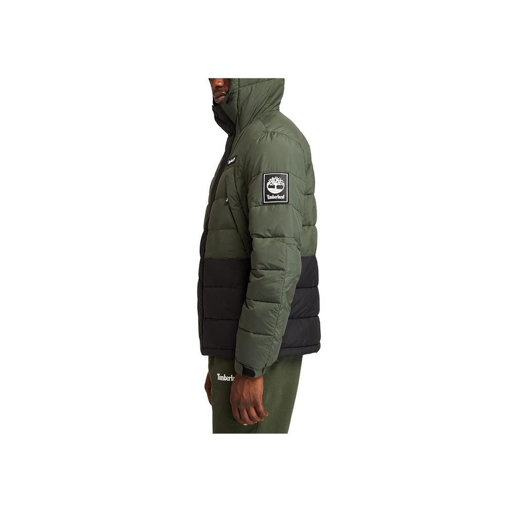 Timberland Embroidered Logo Warm Color Block Hooded Cotton Jacket Men Jackets Green A2AEB-W74