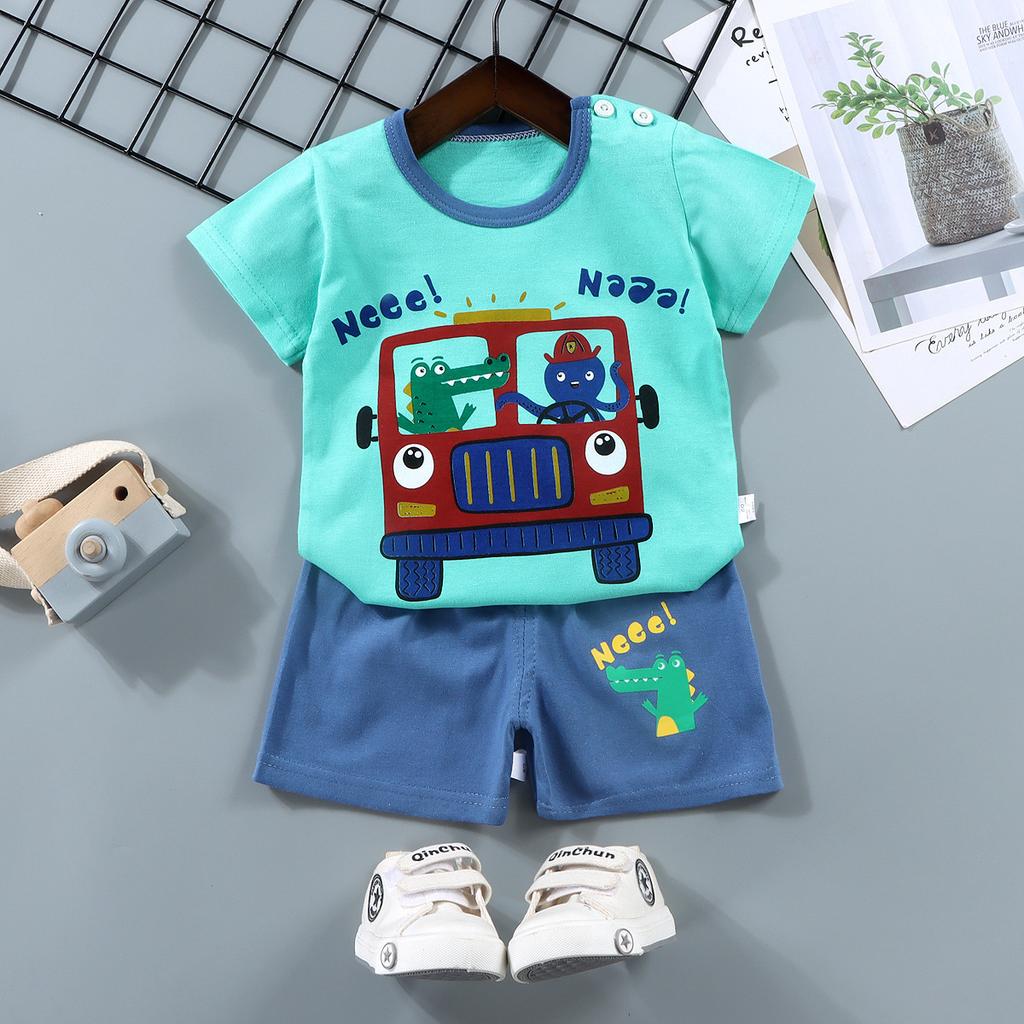Childrens Short-Sleeve Sets Cotton Boys T-Shirts Baby Summer Clothing Girls Shorts Infant Clothing Summer Clothing