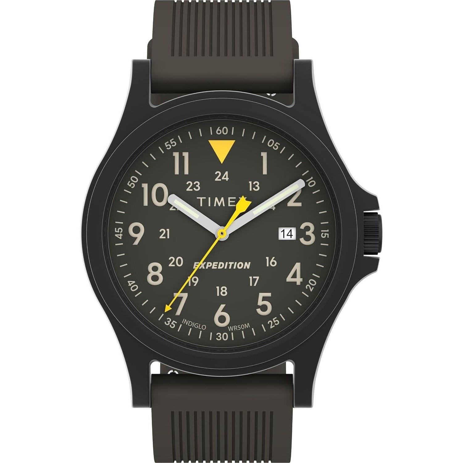 Timex Mens Expedition Acadia Full Size Watch Gunmetal Black Green Military.