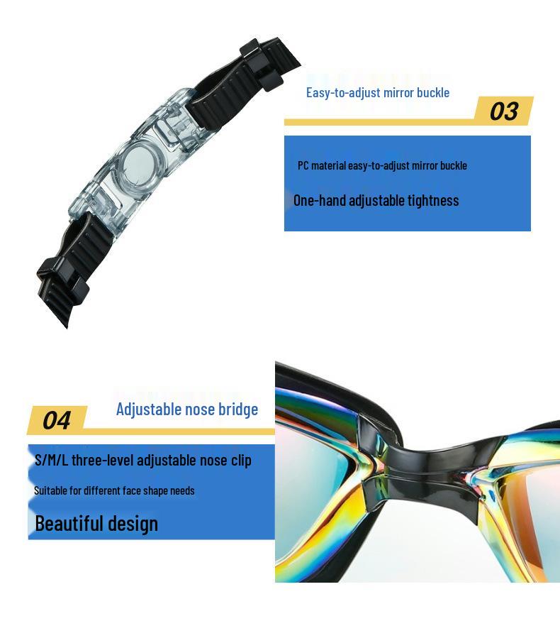 Custom HD Anti-Pinch Swim Cap & Foldable Goggles Set with Nose Clip & Earplugs