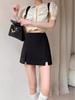2024 Summer Women's High Waist Black A-Line Slit Culottes Skirt