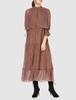 Sheer Sleeve Knit Pullover Washer Dress SWFO214070 BRW 1 [Sneider] Women's