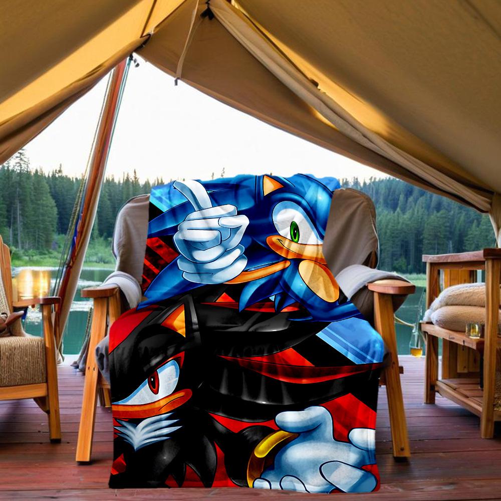 

Sonic Shadow Outdoor Flannel Throw Blanket - HD Printed Lightweight Soft Warm All-Season Blanket for Sofa, Bed, Travel, Camping 1203009 80x120cm(31x47inch)