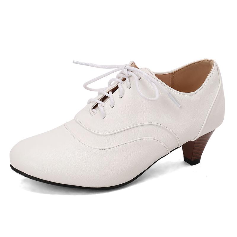 Fashion 2025 Spring Autumn Women Oxford Lace Up Shoes Vintage Round Toe Women Ankle Boots England Style high heels Ladies Chaussure femm