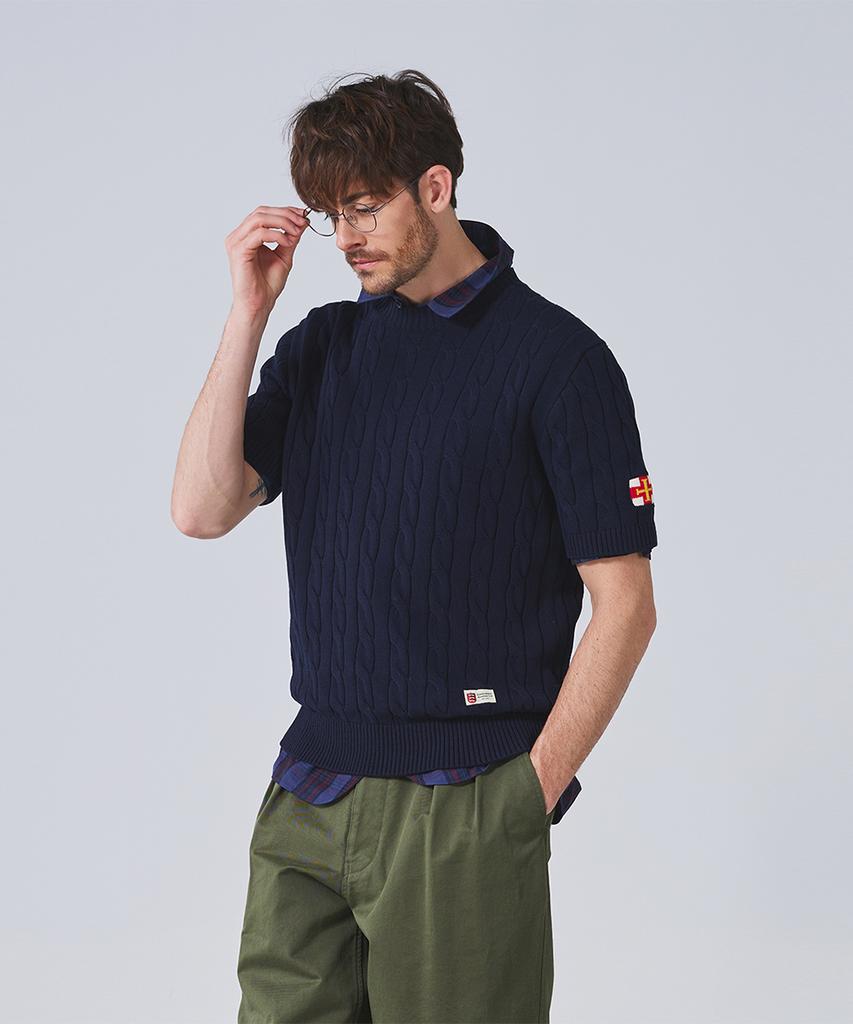 Geonjiulleunseu Cable Short Sleeve Crewneck Knit Collection