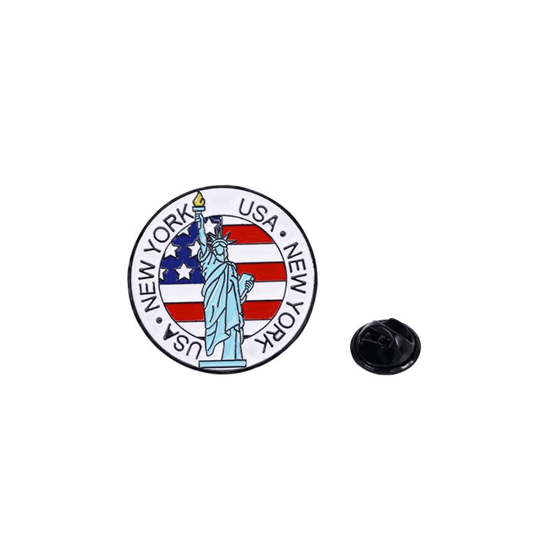 Pretty Statue of Liberty Eiffel Tower Big BenLeaning Tower of Pisa Brooches National Landmarks Round Pin For Tourist Gift