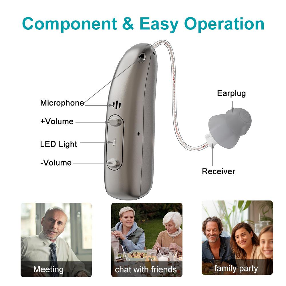 

R03L1 RIC Digital Hearing Aid Noise Reduction Bluetooth-compatible Sound Amplifier for Deaf Elderly (Single Ear) Right Ear