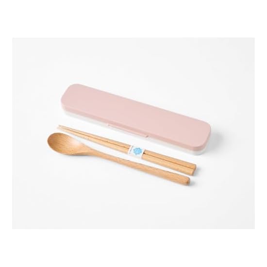 Takenaka mayu Wooden Chopsticks & Spoon Set PK 18cm Pink, mayu Series, Warm Wooden Texture, Antibact