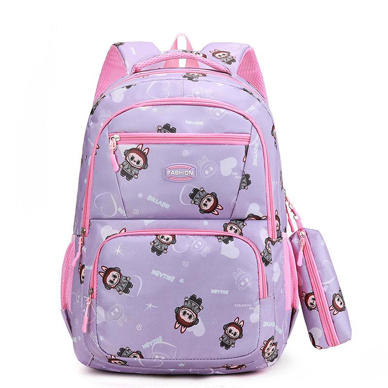 New cartoon cute backpack for primary and secondary school students, large capacity and lightweight schoolbag, leisure travel backpack
