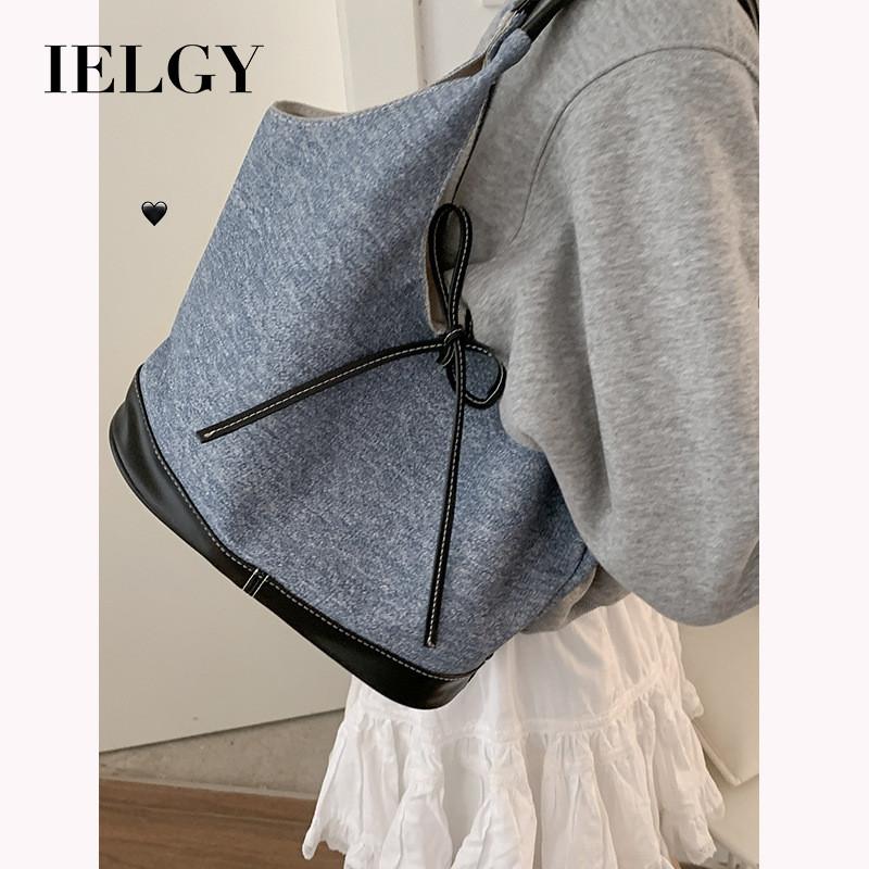 IELGY Korean Denim Canvas Bag Summer Fashion Armpit Order Shoulder Large Capacity Tote Bag