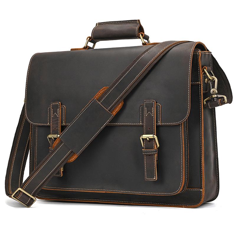 

Newsbirds Large Capacity Men s Leather Bag Real Cowskin Men Briefcase Bag Laptop Business Bag For 15.6 Inch PC Computer Bag Male темно-коричневого