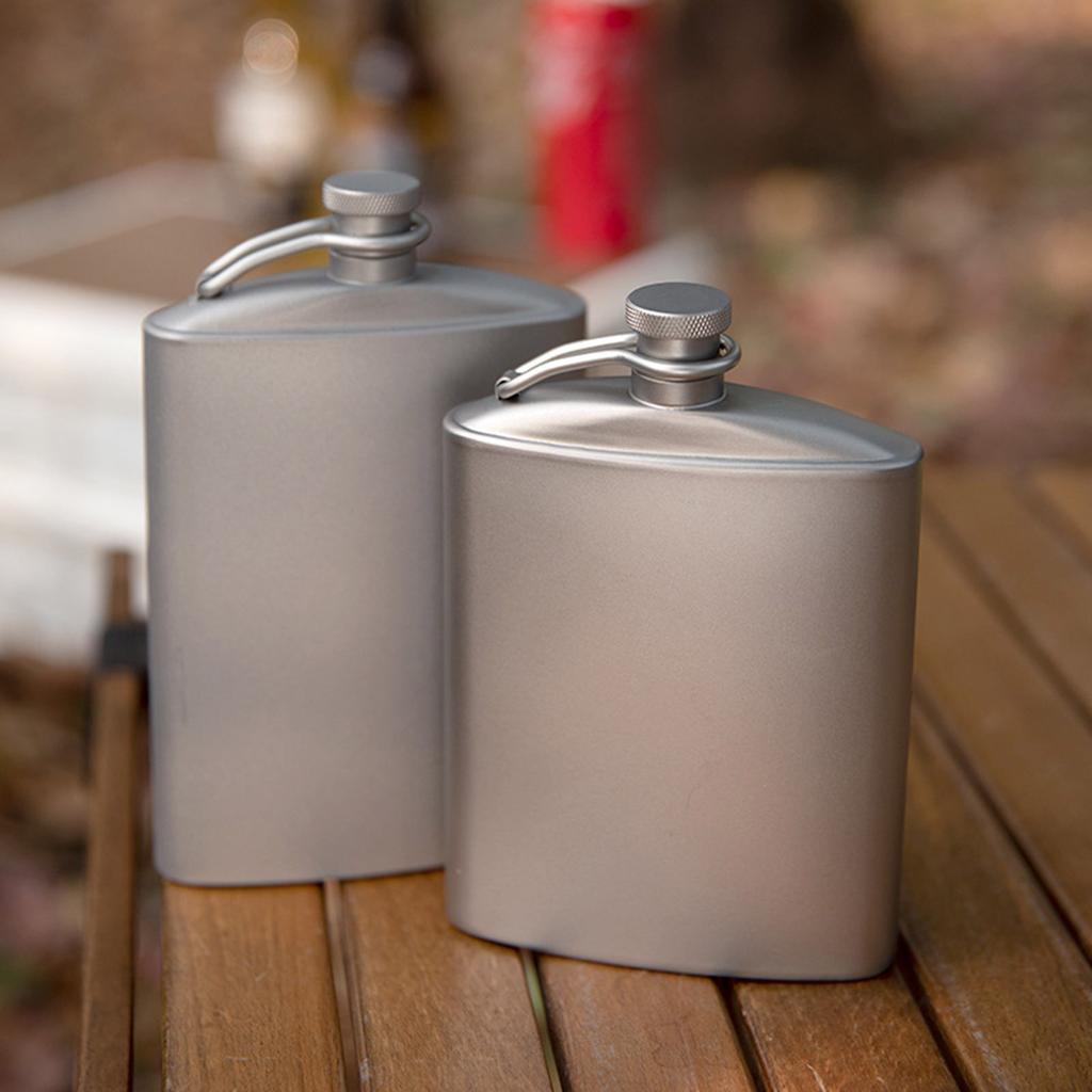 Portable 260ml/200ml Titanium Wine Flask Unique Titanium Flat Bottle 260ml 200ml for Camping and Outdoor Activities