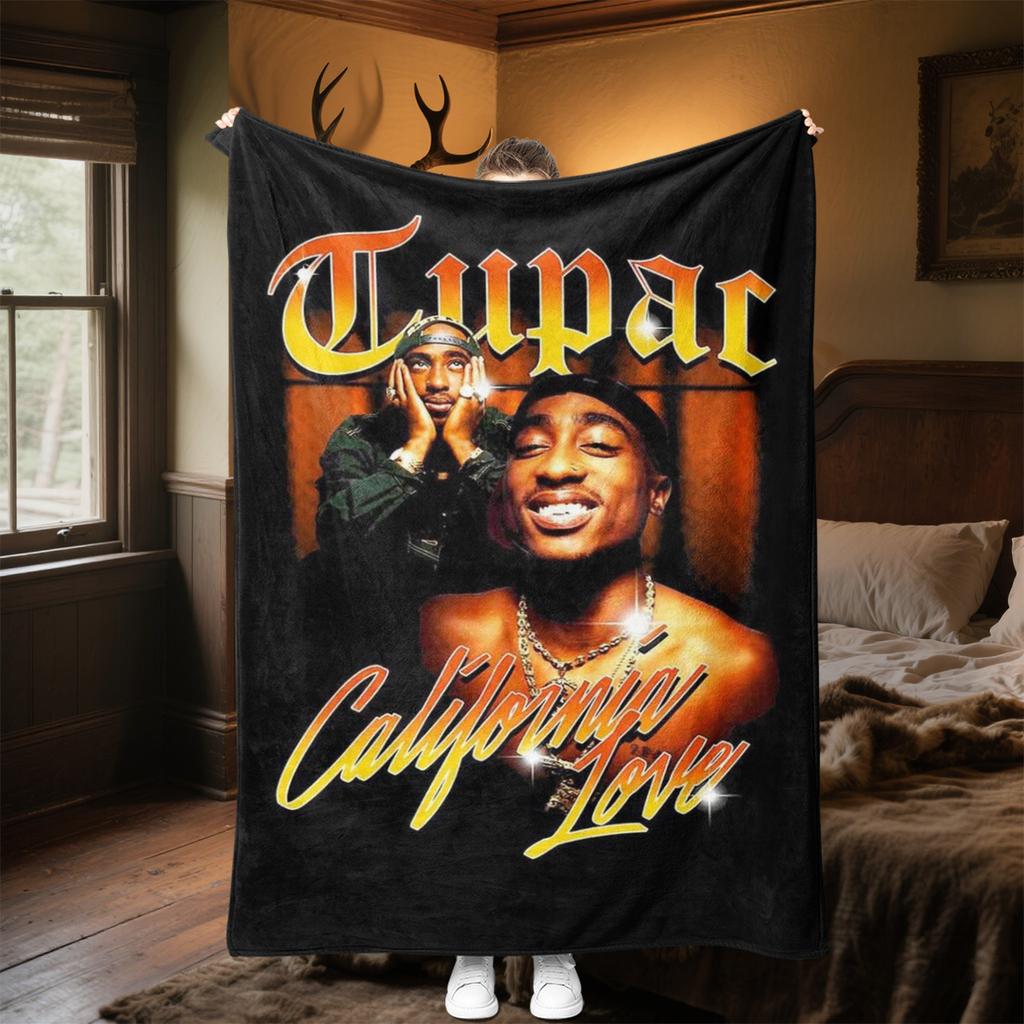 Tupac's  Plush Blanket Soft Comfortable All Seasons Perfect Gift Couch Office Nap Outdoor Travel Blanket