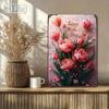 Pink Tulip Floral Tin Sign Rustic Farmhouse Wall Decor Mother's Day Gift 8x12in