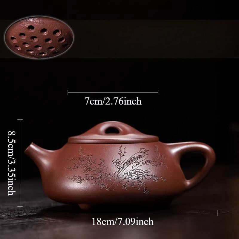 

500ml Stone Ladle Large Capacity Purple Clay Pot Yixing Ball Hole Carving Teapot Raw Purple Clay Teaset Household Chinese Teaset