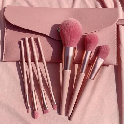 Set di 7 Pennelli da Trucco INS Super Caldo Rosa Nudo: Pennelli Super Morbidi, Pennelli per Cipria e Ombretti, con Beauty Case