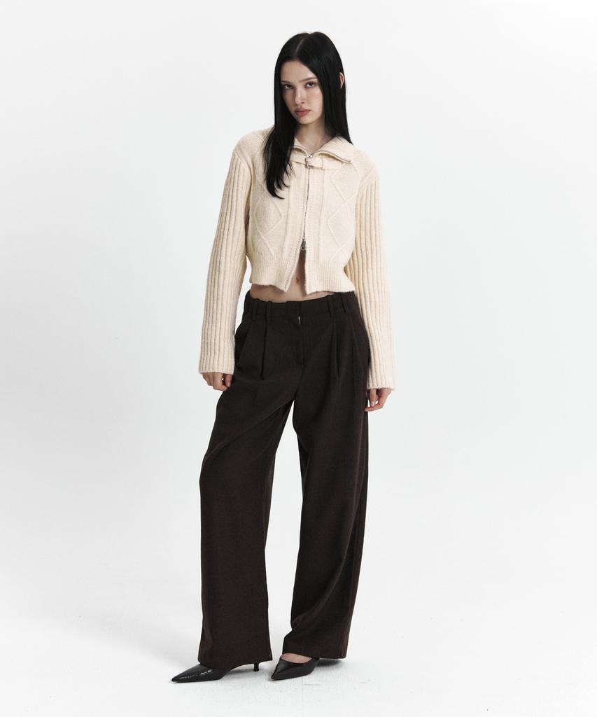Kyuliti C Double Loop Wide Wool Slacks_Brown