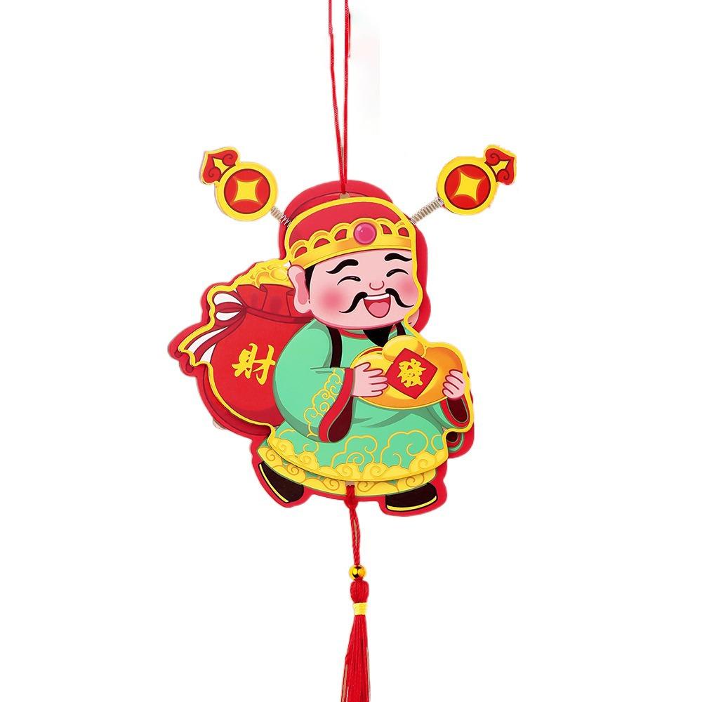 3D Shaking Head God Pendant Cute Color Printing God of Wealth Fridge Stickers Cartoon Spring Festival Magnet Sticker