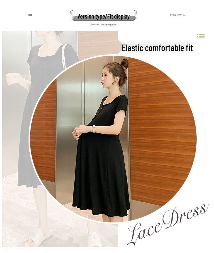 Real Shot Modal Solid Color Short Sleeve Maternity Dress