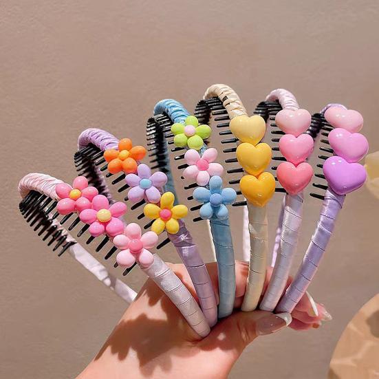 Baby Headband Anti-Slip Toothed Comb Soft 3D Heart Flower Decoration Hair