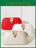 Vintage Pu Evening Clutch With Metal Leaf Cover For Formal Occasions