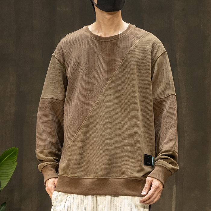 Trendy Brand Fleece Sweater Men'S Splicing Men'S Clothes Men'S Long-Sleeved Large-Size Men'S Clothing