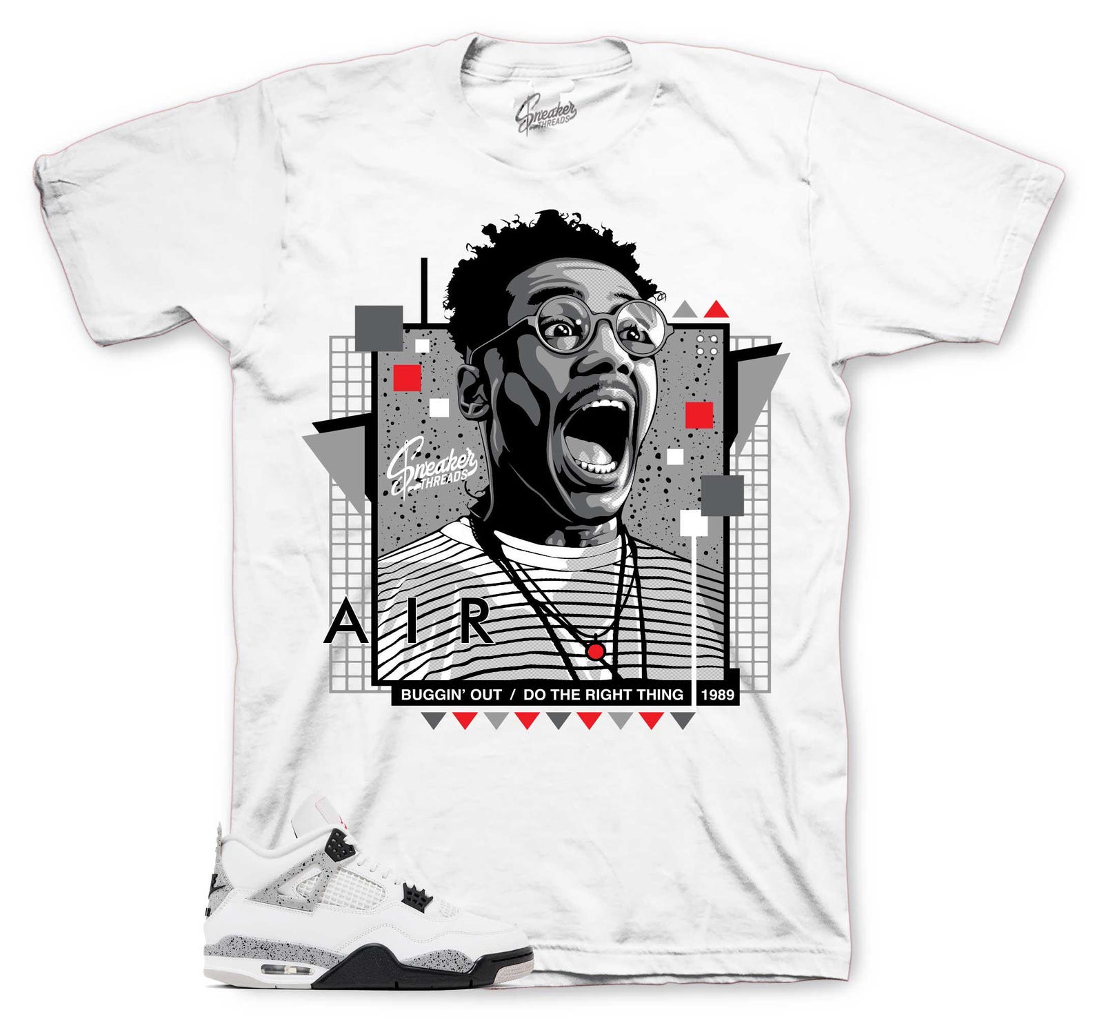 T-Shirt To Match Retro 4 White Cement - Buggin out Sneaker Tee S