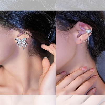 Zircon Butterfly Fringed Earrings Exquisite Temperament Versatile Stud Earrings Niche Fashion High Sense Earrings Women