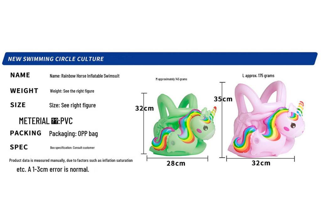 Xiaolü Rainbow Unicorn Inflatable Swim Vest for Kids