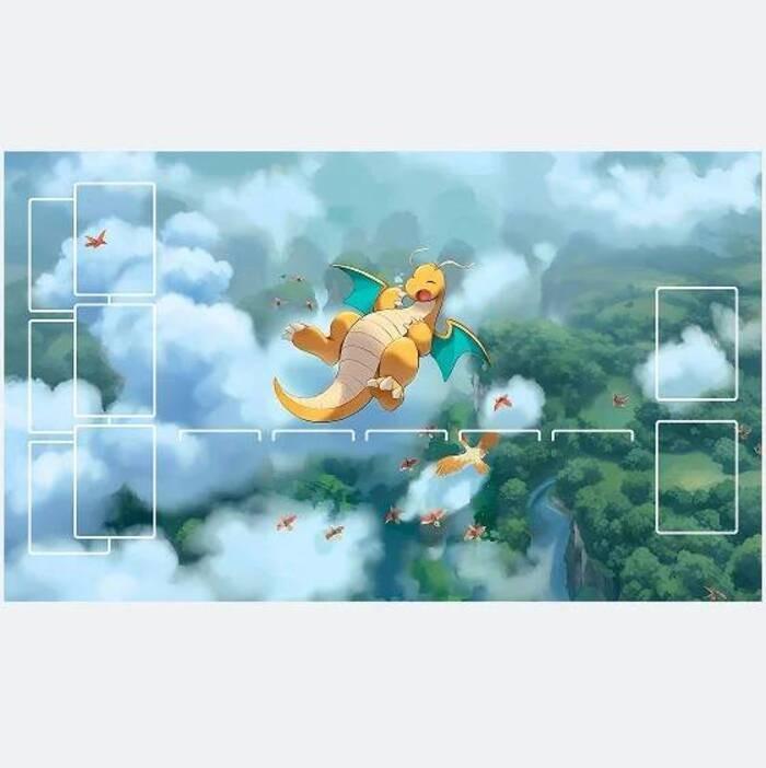 Chibi Dinosaur Mouse Pad Large Desk Mat with Card Layout for TCG Players