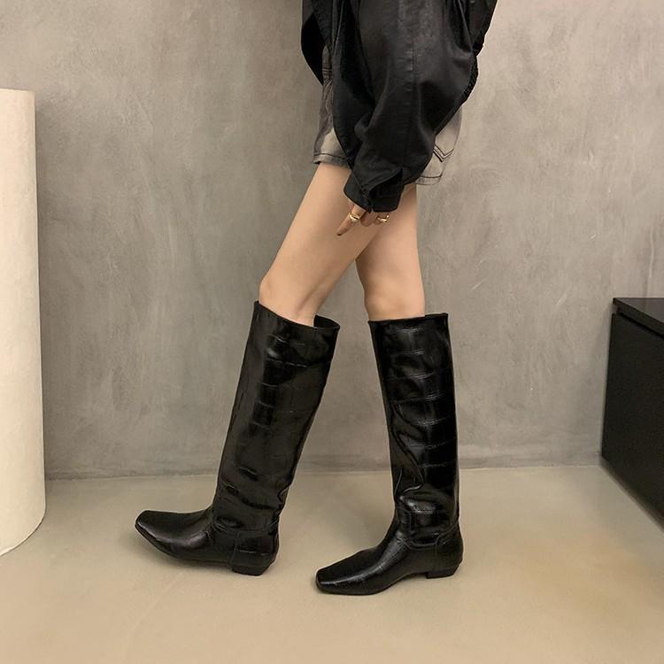 British retro thick heel high boots knight boots women's boots autumn and winter sleeve boots knee boots straight boots
