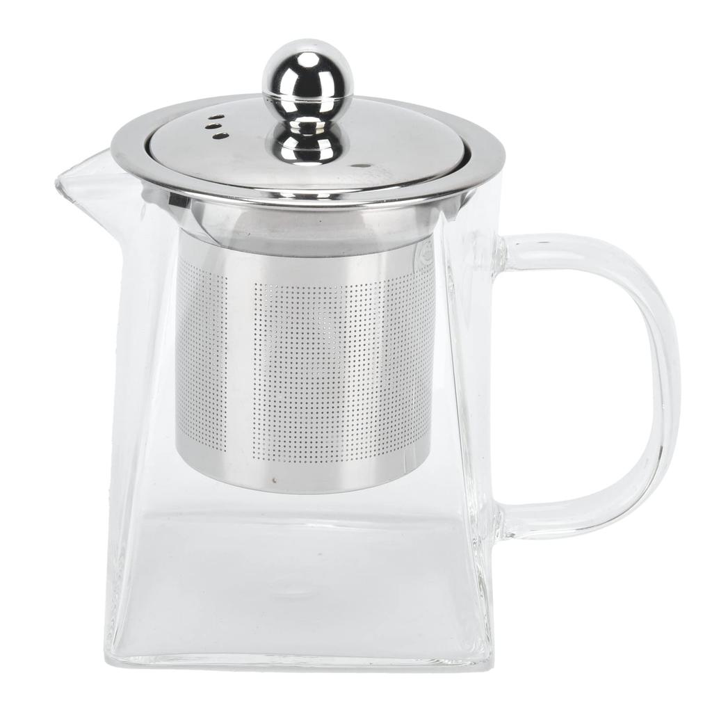 Clear Glass Teapot 350ml Removable 304 Stainless Steel Thermal Tea Kettle with Handle for Loose Leaf Tea (350ml)
