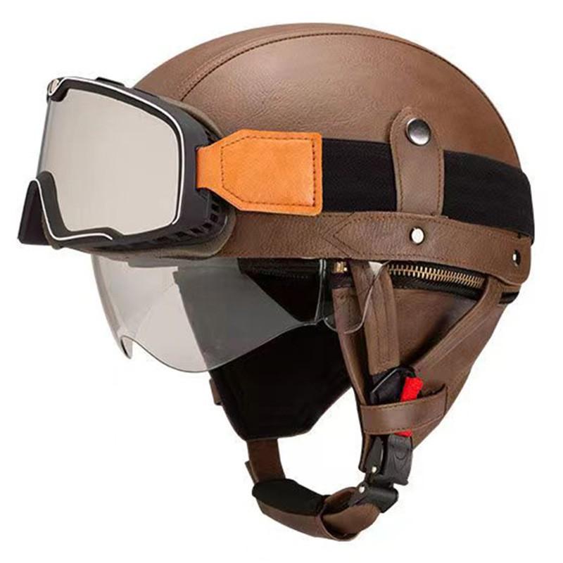 Vintage-Style Open Face Motorcycle Helmet Adults Unisex ABS Half With 3C Certification