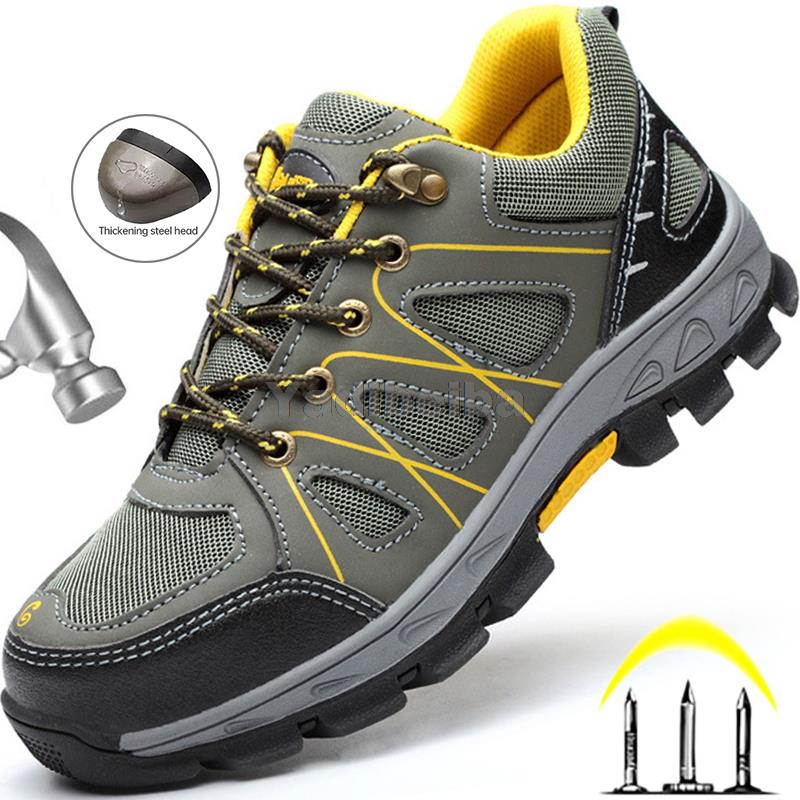 Breathable Safety Shoes Men Women Work Sneakers Steel Toe Work Safety Boots Anti-Smash Mesh Work Shoes Security Footwear