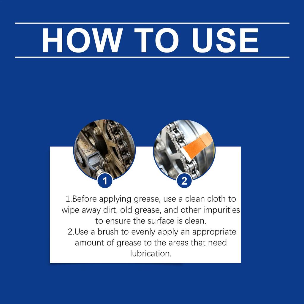 White Lithium Grease 100g Multi-Purpose Lubricant with Brush for Automotive, Industrial, Marine Use On Chains, Bearings, Hinges