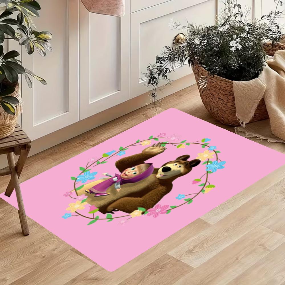 Masha Bear Kitchen Carpet Nonslip Floor Mat Ideal For Indoor And Outdoor Entryway Door Mat Laundry Room Bathroom Foot Mat