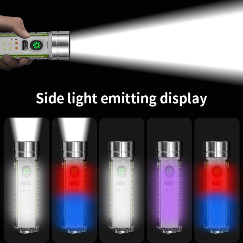 Led Mini Flashlight 3800lm Built-in 1800mah Lithium Battery Multifunctional Super Bright Working