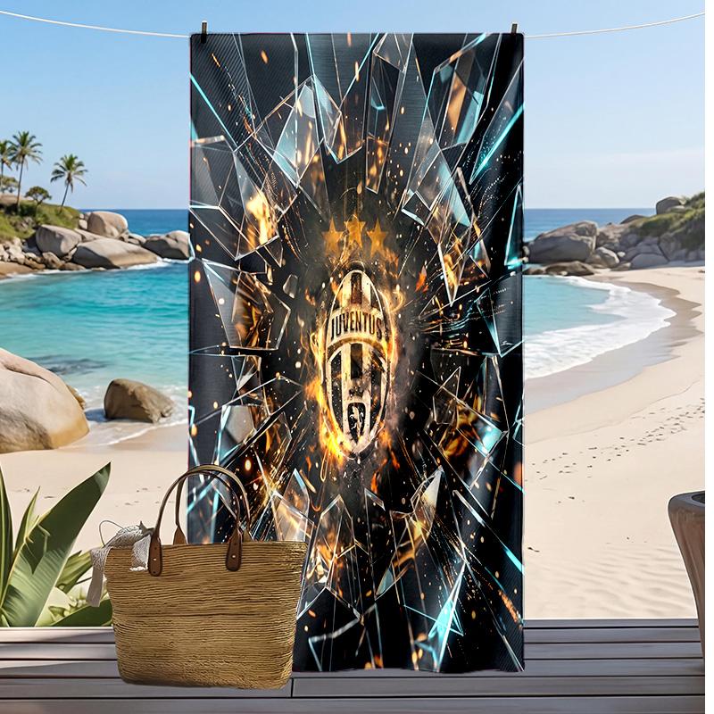Juventus FC Printed Beach Towel Quick Dry Soft TowelPortable Large Rectangular Beach Blanket for Travel Swimming Pool
