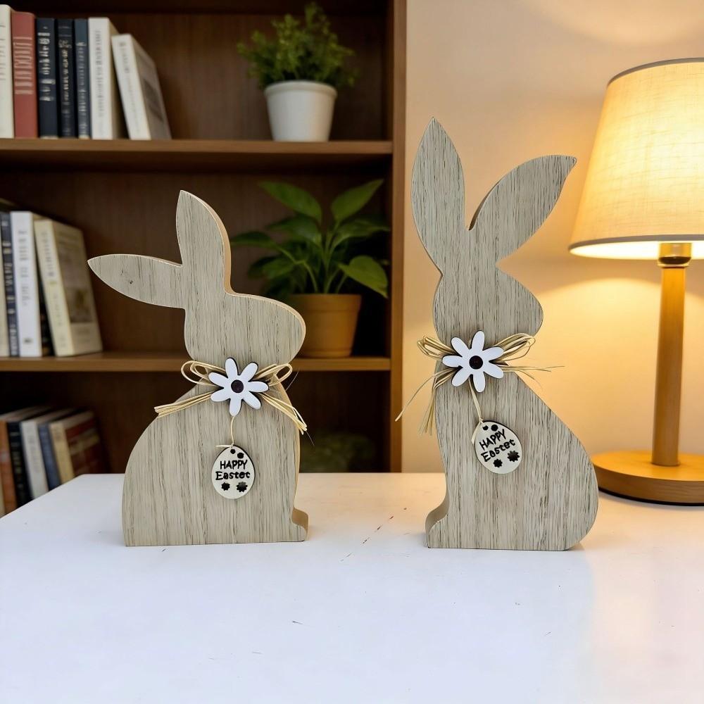 Minimalist Easter Bunny Crafts Cartoon Wooden Rabbit Decoration Easter Bunny Ornaments  Party
